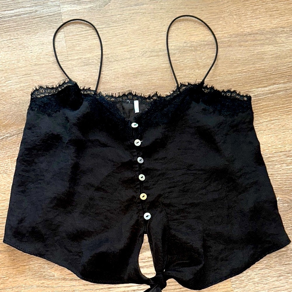 Black Lace Trim Camisole Top